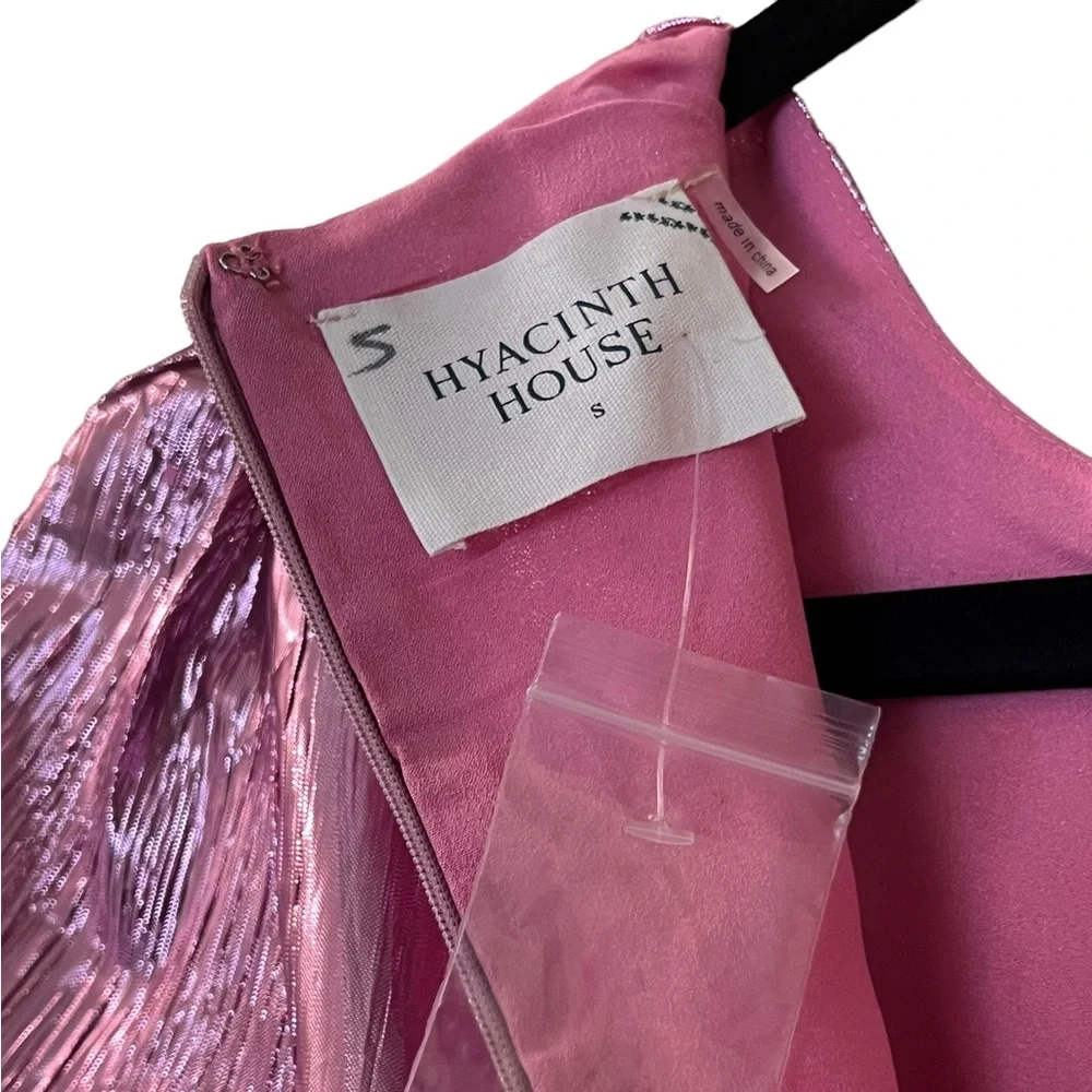Tuckernuck Hyacinth House Pink Metallic Plisse Eloise Midi Dress Sz S - Picture 12 of 15